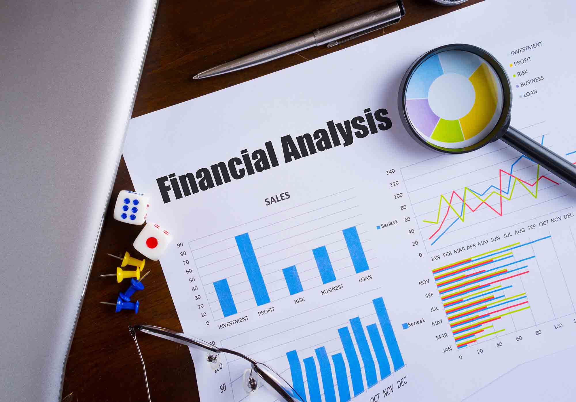 Financial analysis report on a desk